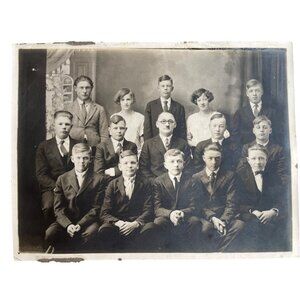 Vintage Black & White School Class Portrait Photograph
